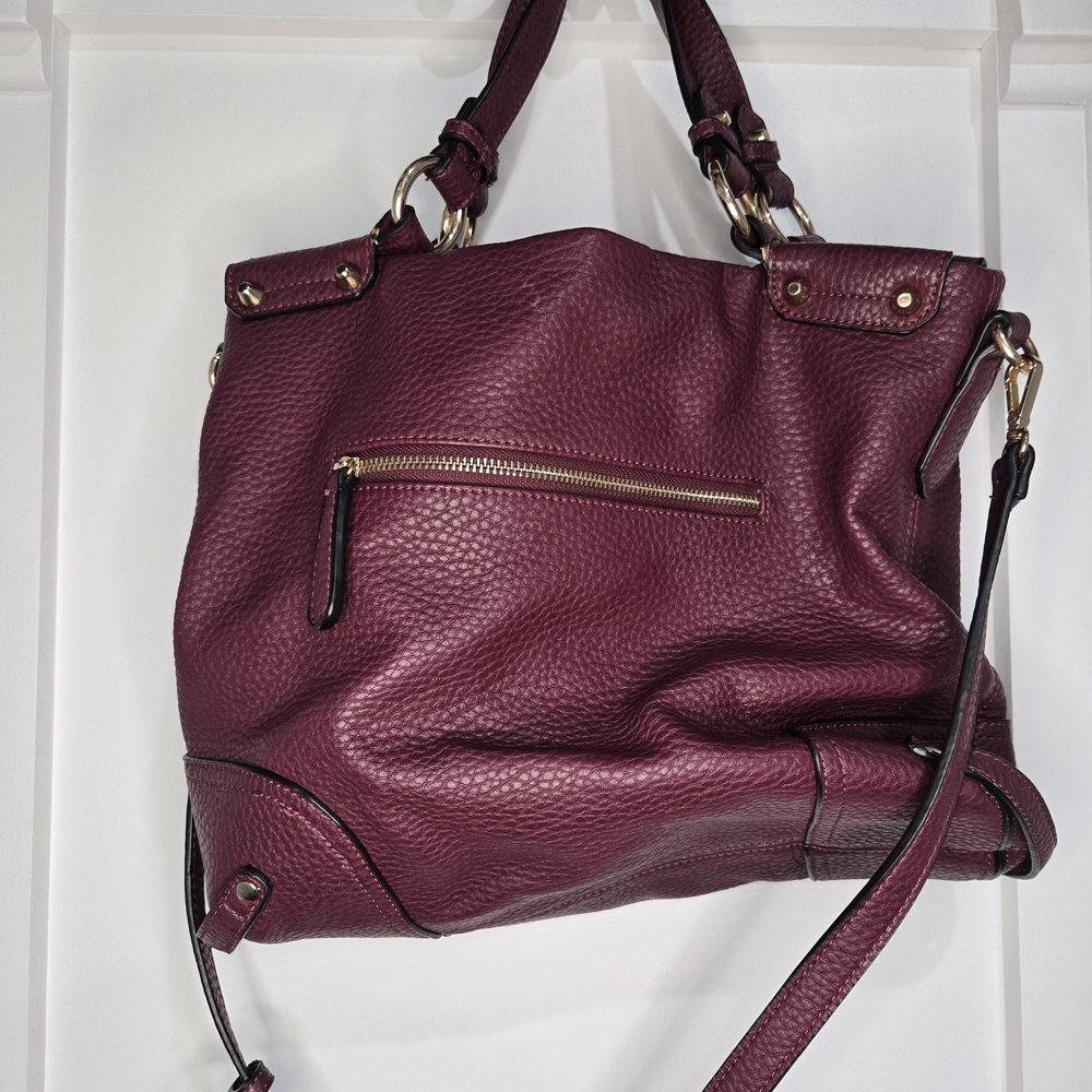 Urban Expressions Plum Pebbled Shoulder Bag with Gold Hardware - Picture 7 of 16